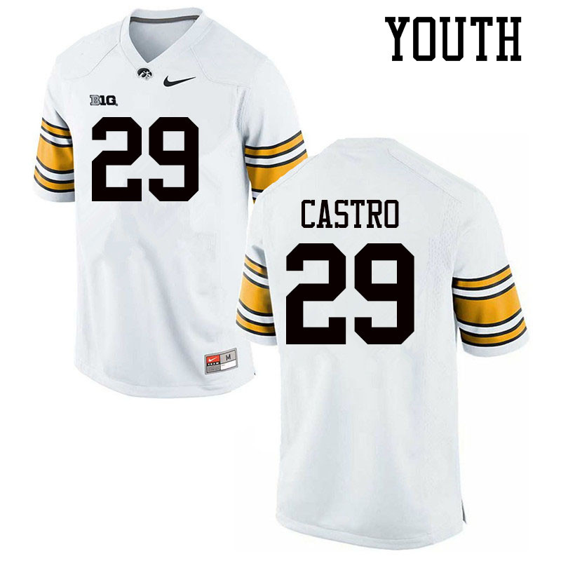 Youth #29 Sebastian Castro Iowa Hawkeyes College Football Jerseys Sale-White - Click Image to Close